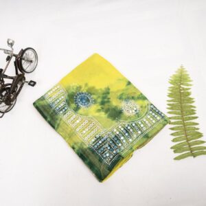 Yellow Green Bandhani Saree