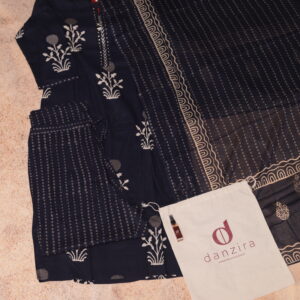 Navy Blue Printed Kurti Set