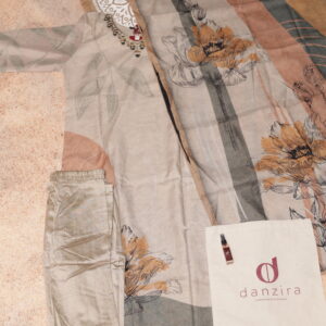 Beige Embroidered Suit 3Pcs Set